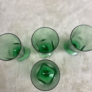 Vintage hand blown green goblets 4 pc